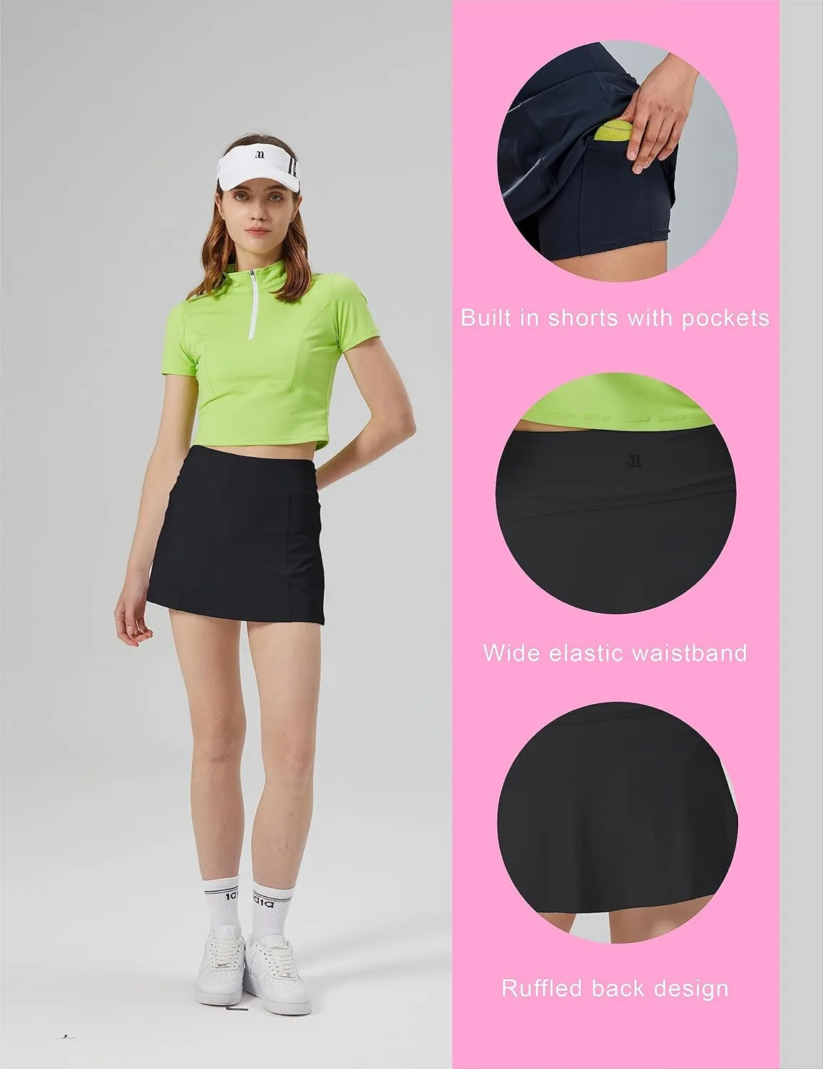 1a1a Tennis Skirt Golf Skorts for Women Short High Waisted Athletic Workout Sport Skirt Skort with Shorts Pockets