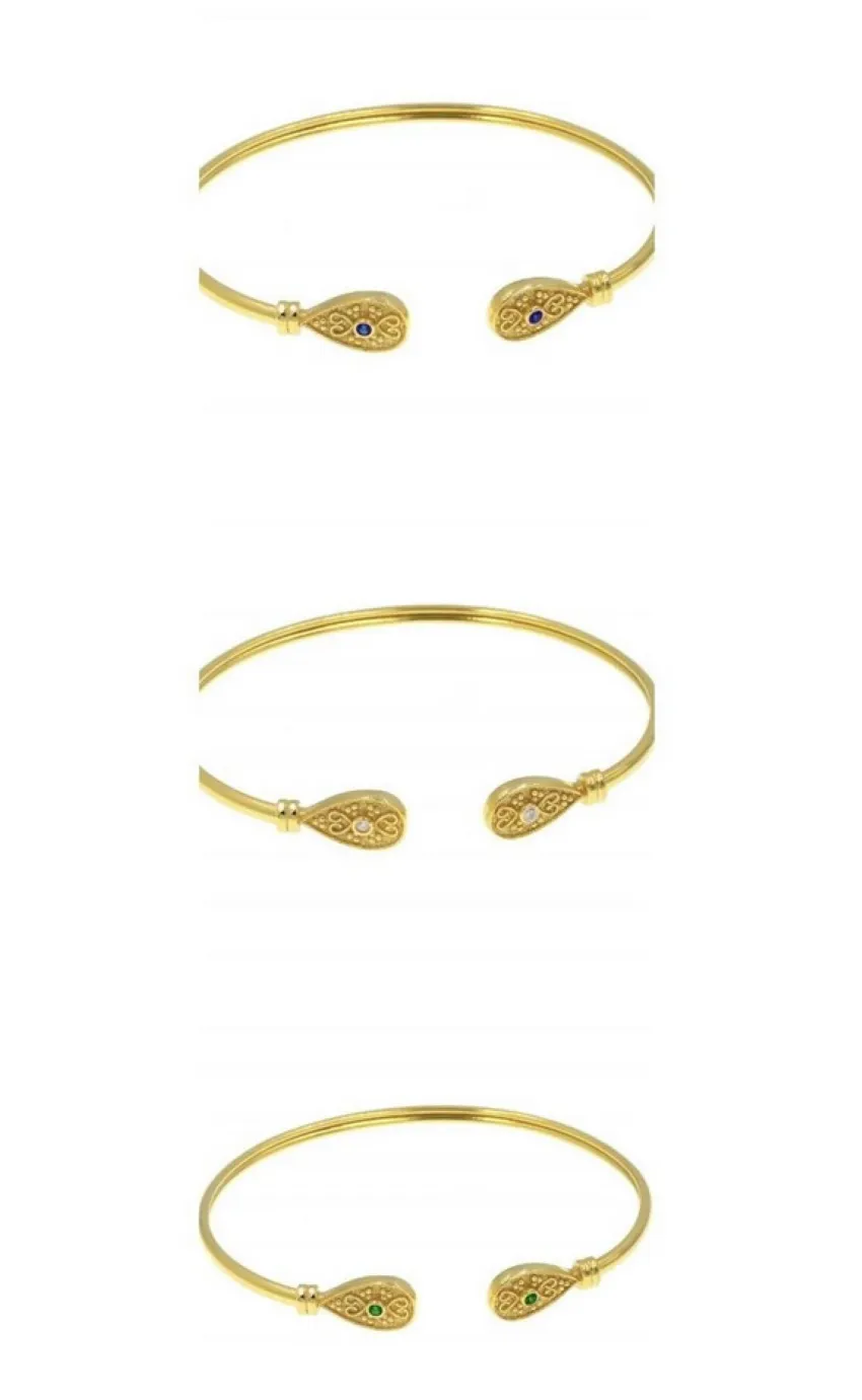 22k Gold And Rose Quartz Bangle Bracelet, Byzantine Bracelet For Her