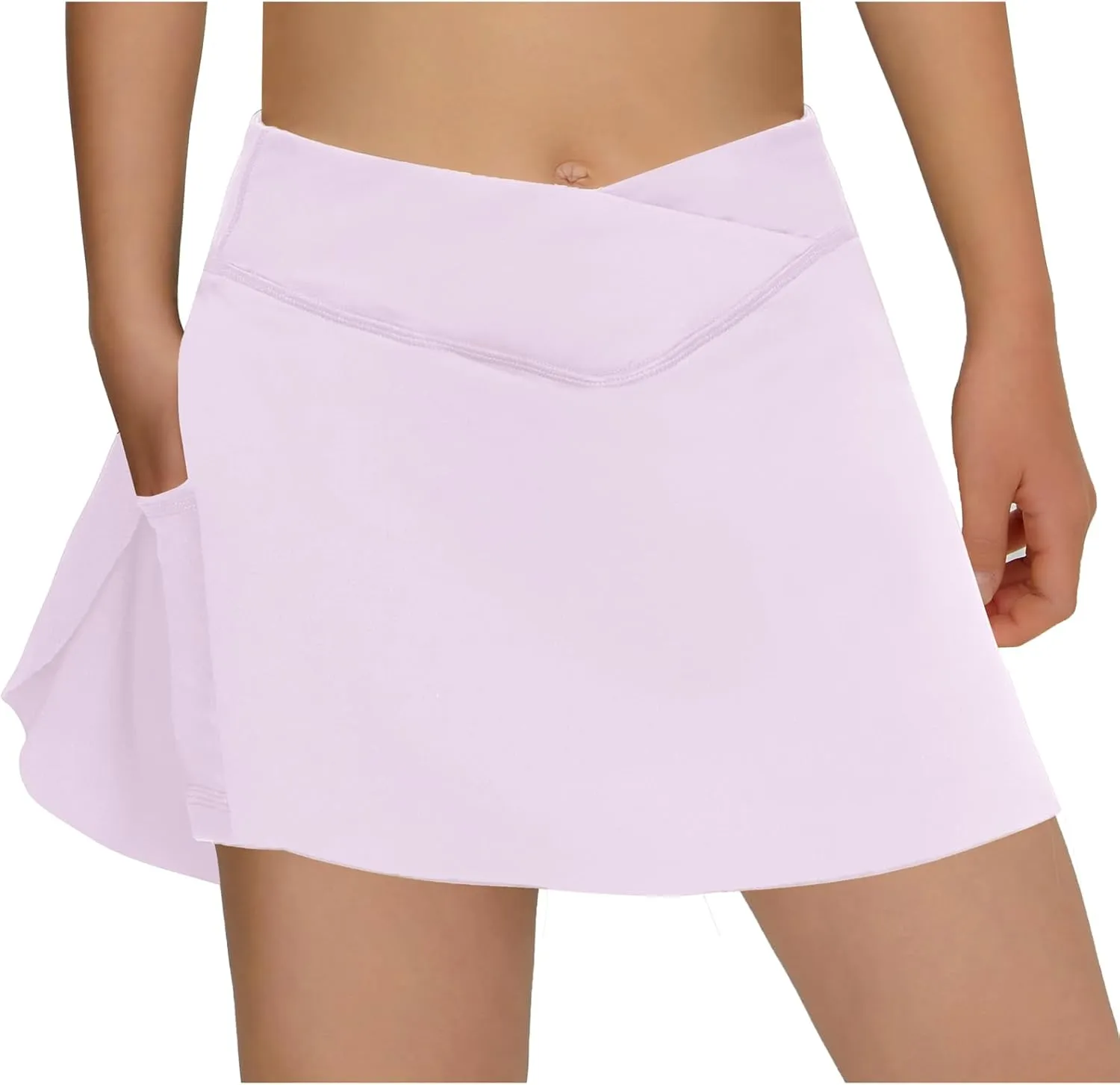 2in1 High Waisted Tennis Skirts for Women with Pockets Crossover Athletic Golf Skorts Workout Sports Skirts