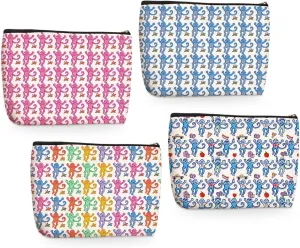 4 Pieces Preppy Stuff Preppy Makeup Bag Preppy Gifts for Women Teen Girls Monkey Lover Best Friend Girlfriend Sisters Birthday Christmas Friendship Gifts Cosmetic Bag Travel Pouch Preppy Bag