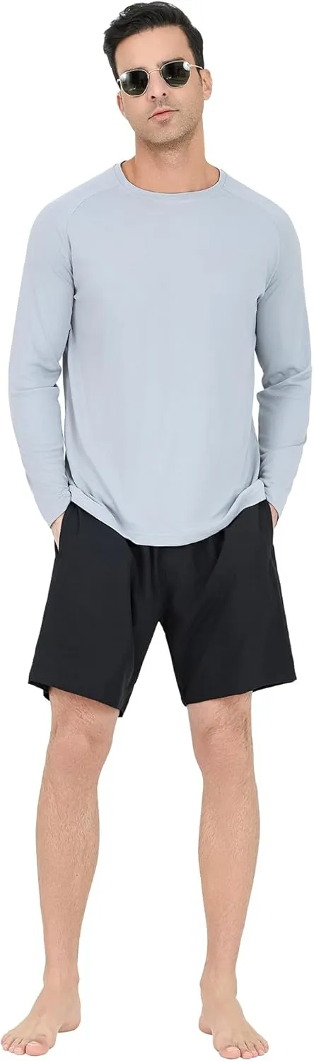 5 Pack Men's Swim Shirts Rash Guard UPF 50  Sun Protection Fishing Shirts Quick Dry UV SPF Long Sleeve Loose Fit