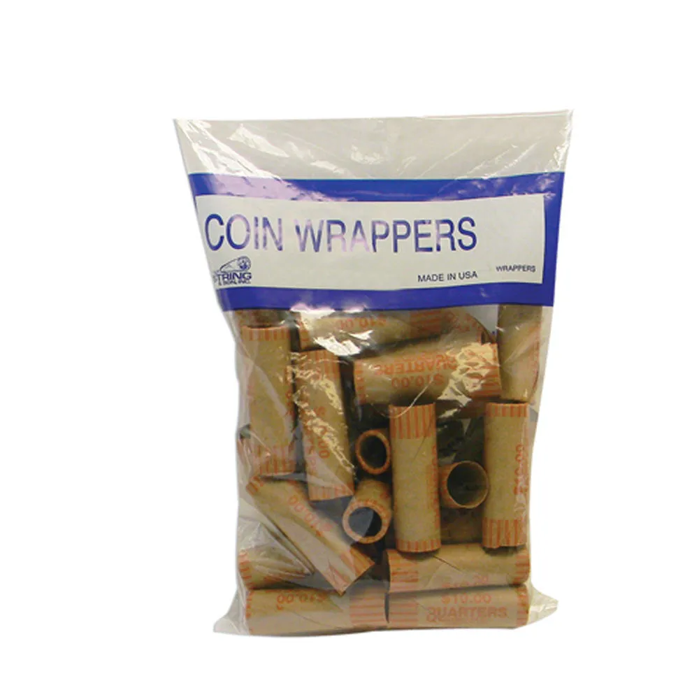 72 Rolls Preformed Coin Wrappers Paper Tubes For Quarters NF String Holds $10 Ea