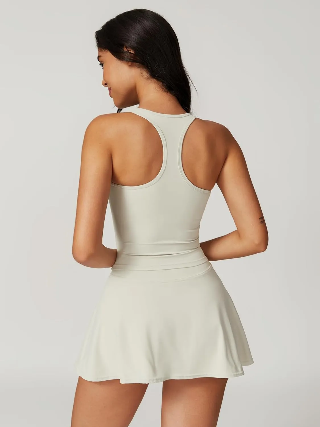 ABOCIW 2 Piece Tennis Dresses for Women Side Slit Mini Skirt Set Racerback Workout Crop Tank Top Golf Outfits