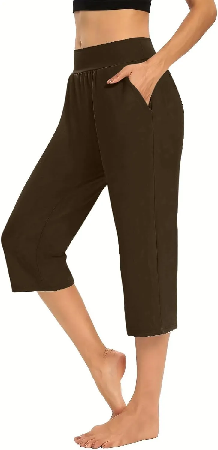 Active Capri Pants for Women Joggers Stretch Lightweight Womens Casual Pant Capri with Drawstring