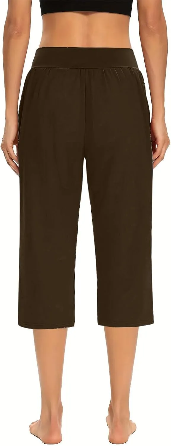 Active Capri Pants for Women Joggers Stretch Lightweight Womens Casual Pant Capri with Drawstring