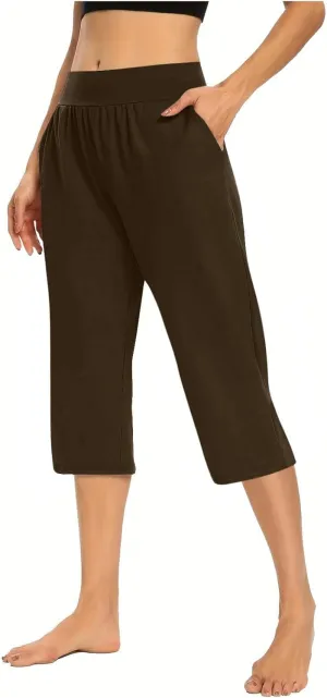 Active Capri Pants for Women Joggers Stretch Lightweight Womens Casual Pant Capri with Drawstring