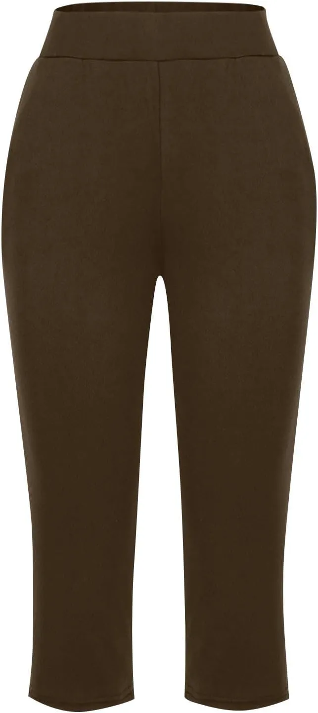 Active Capri Pants for Women Joggers Stretch Lightweight Womens Casual Pant Capri with Drawstring