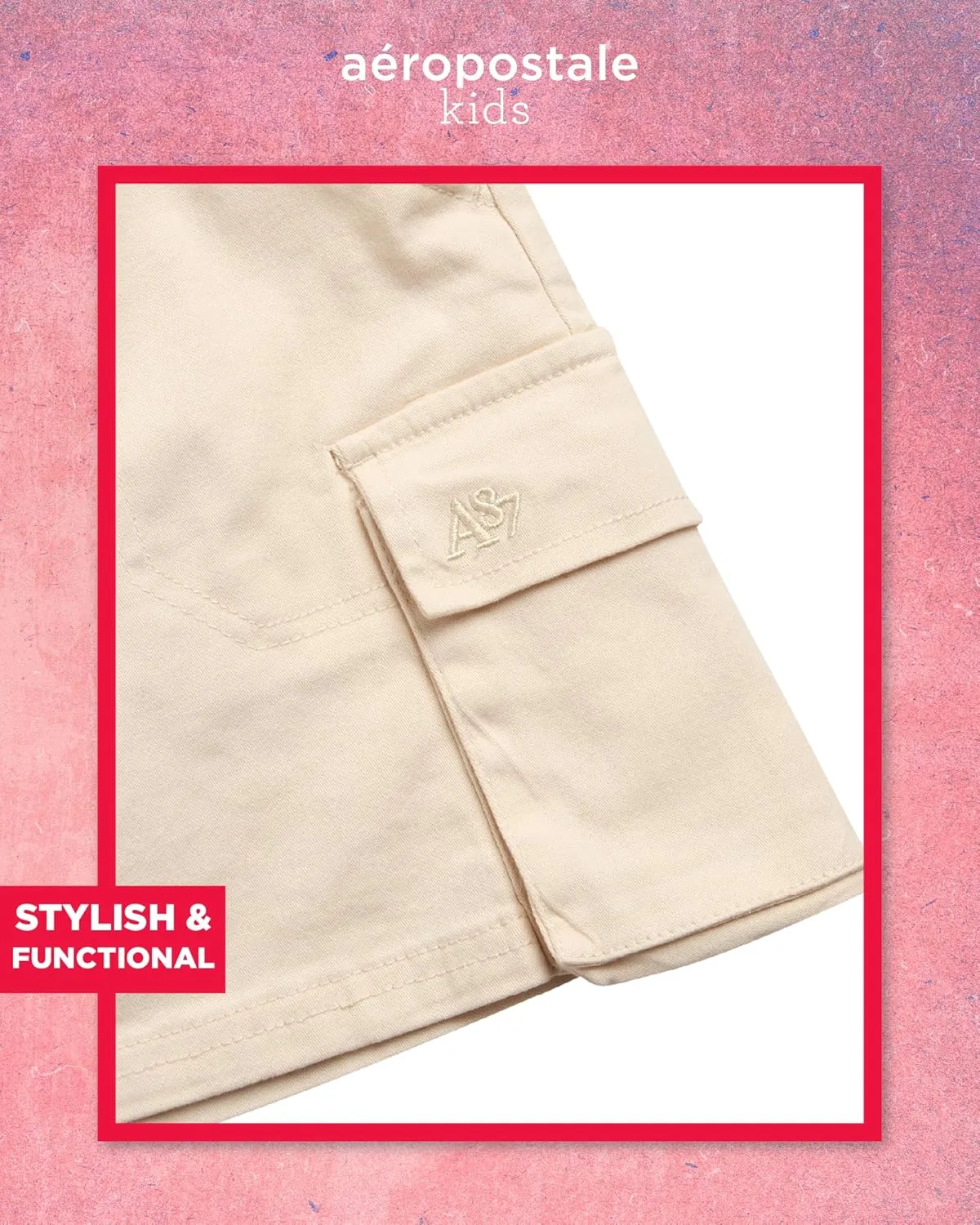AEROPOSTALE Girls Twill Cargo Scooter Skirt - Stylish Pleated Skort with Drawcord Waistband and Utility Pockets (Sizes: 7-16)