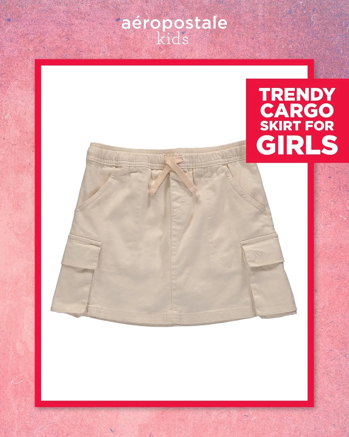 AEROPOSTALE Girls Twill Cargo Scooter Skirt - Stylish Pleated Skort with Drawcord Waistband and Utility Pockets (Sizes: 7-16)