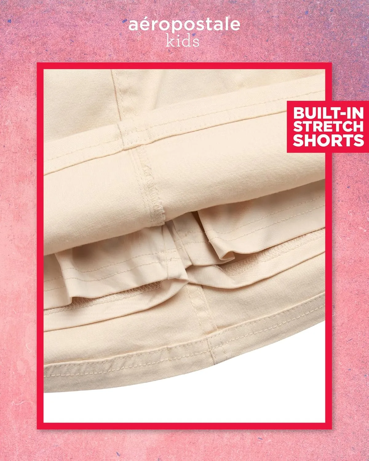 AEROPOSTALE Girls Twill Cargo Scooter Skirt - Stylish Pleated Skort with Drawcord Waistband and Utility Pockets (Sizes: 7-16)
