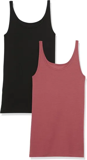Amazon Essentials Women's Slim-Fit Thin Strap Tank Top, Pack of 2