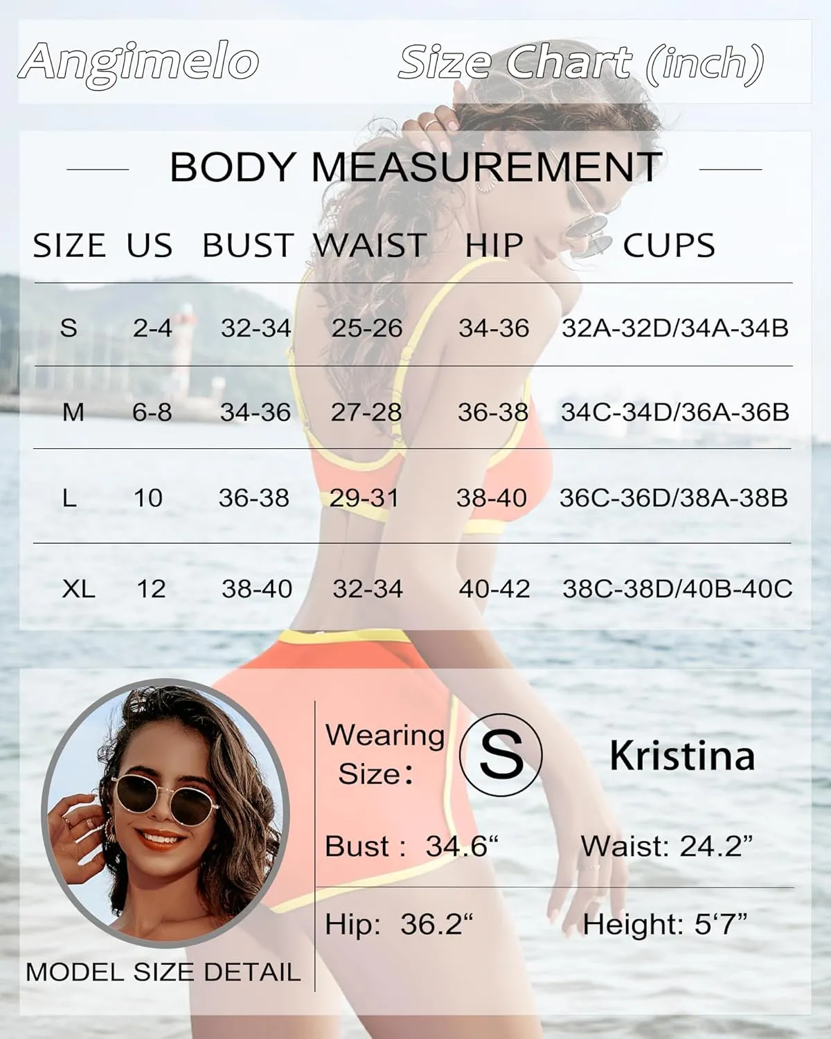 AngiMelo High Waisted Bikini Sets for Women Two Piece Tummy Control Swimsuits Modest Bathing Suit Shorts Swim Suits Teens
