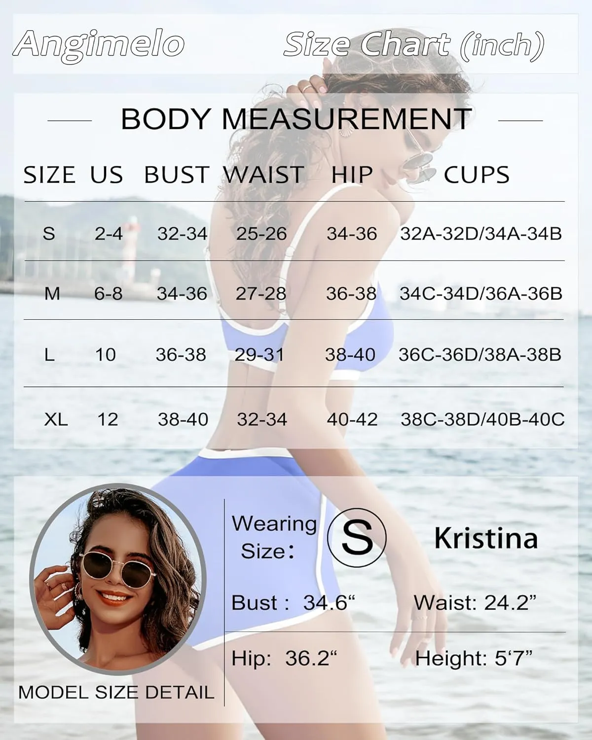 AngiMelo High Waisted Bikini Sets for Women Two Piece Tummy Control Swimsuits Modest Bathing Suit Shorts Swim Suits Teens