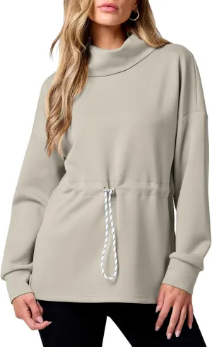ANRABESS Womens Turtleneck Sweatshirts Drawstring Waist Pullover Tops Loose Fit Long Sleeve Hoodies 2024 Fall Preppy Outfits