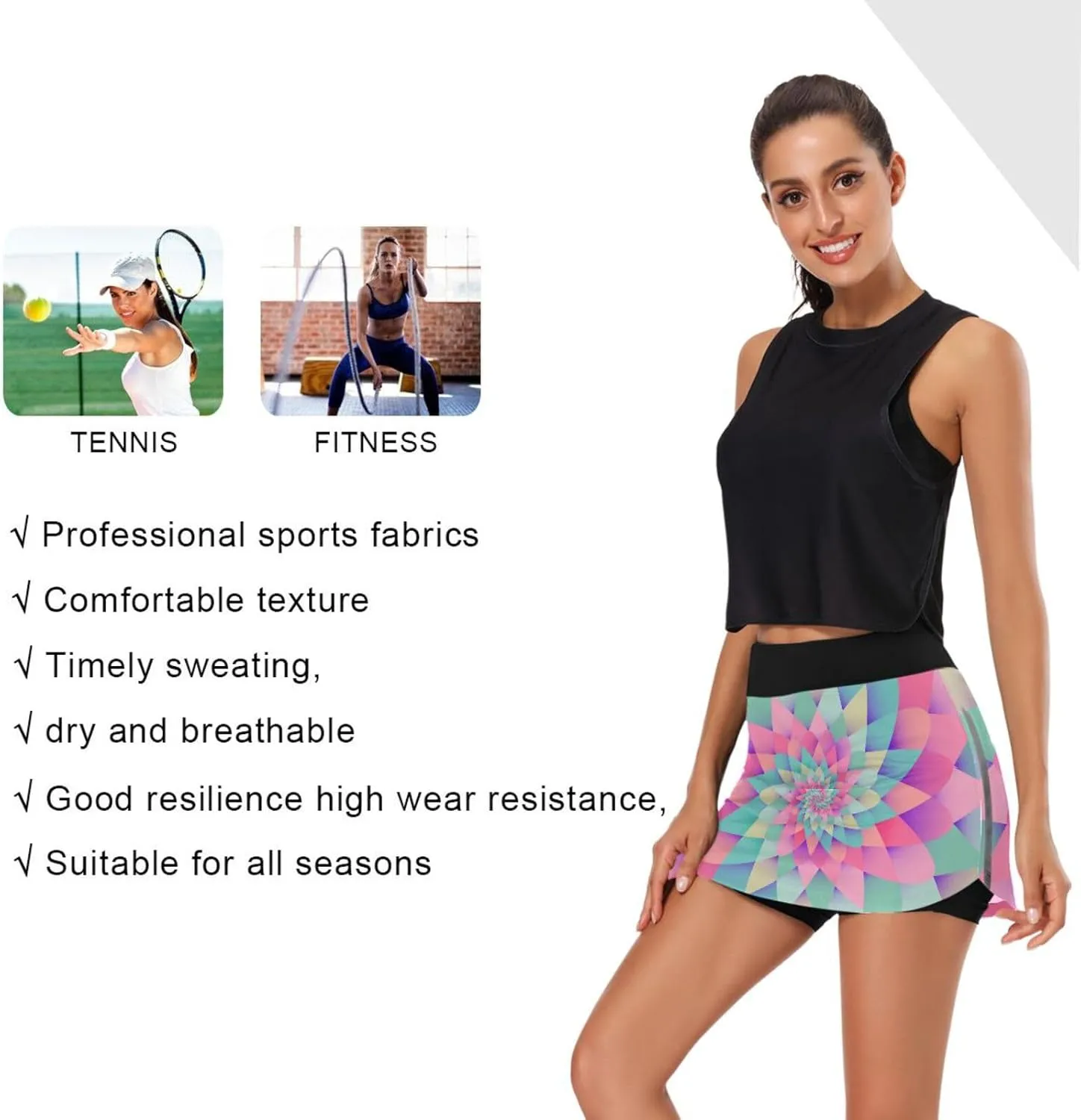 Ant with Leaf Women's Active Performance Skort Lightweight Skirt for Running Tennis Golf Workout Sports
