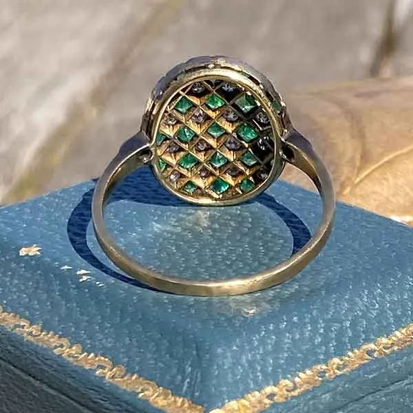Antique Emerald & Diamond Checkerboard Ring