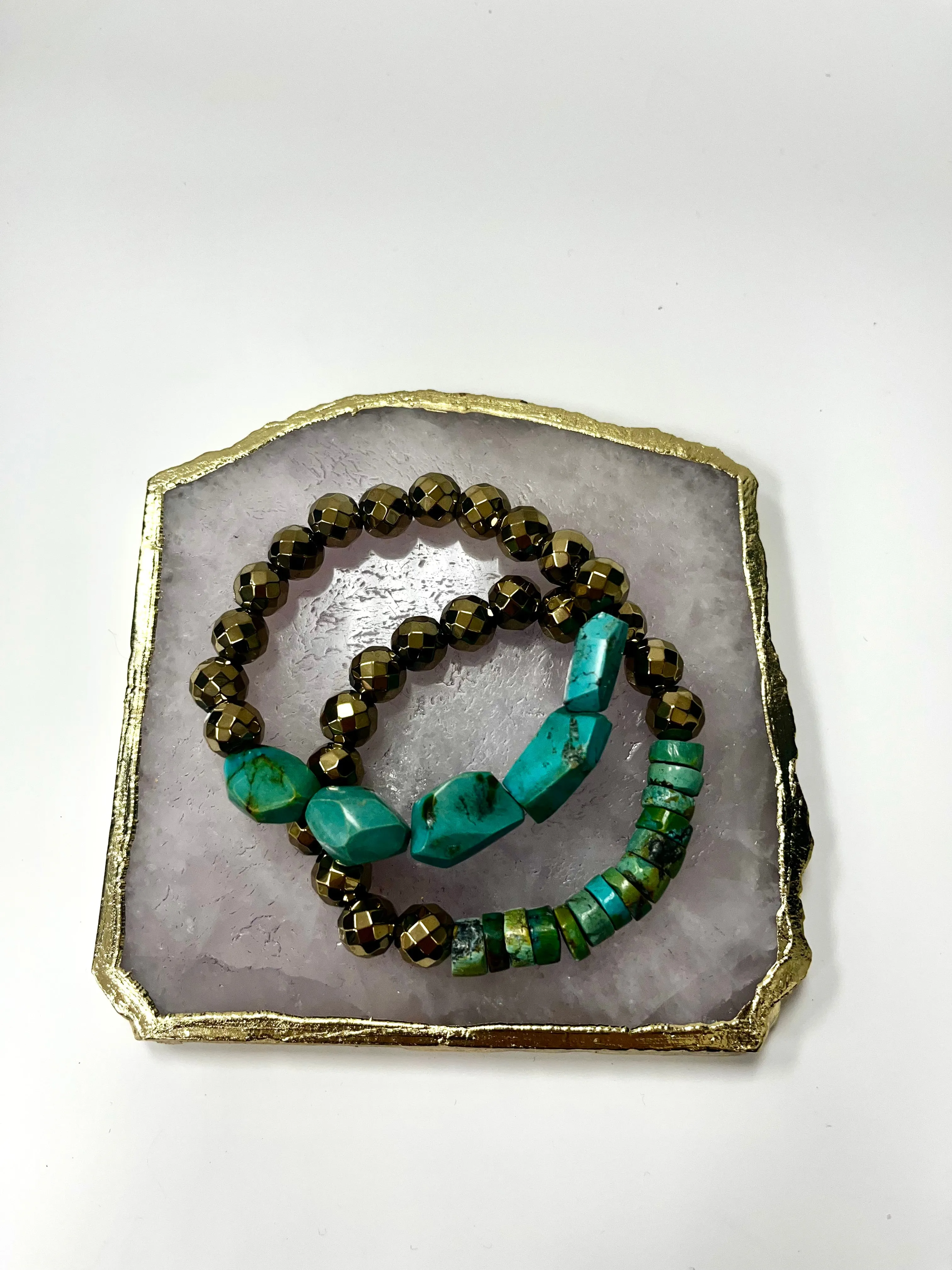 April Martin Turquoise and Pyrite Bracelet