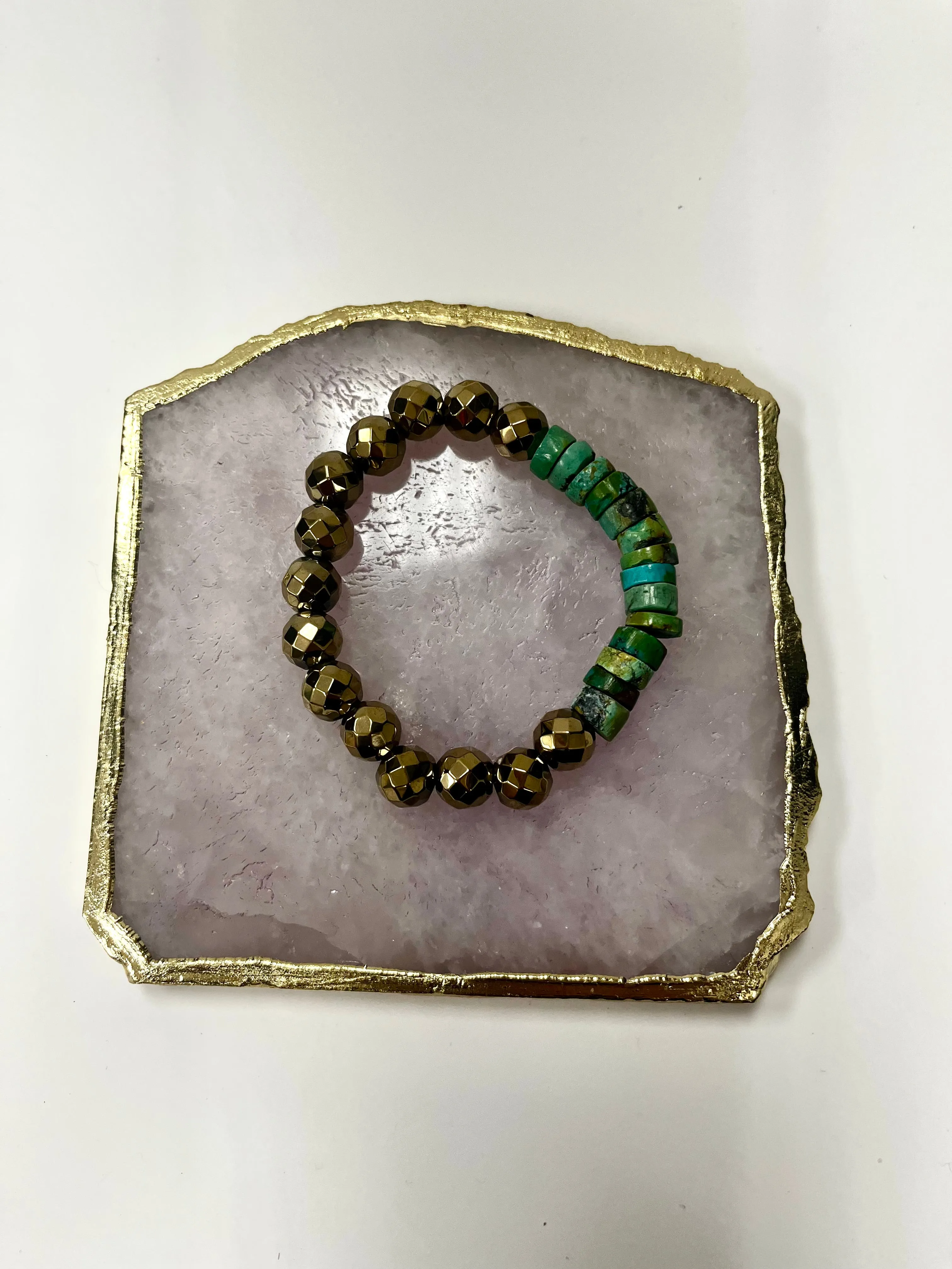 April Martin Turquoise and Pyrite Bracelet