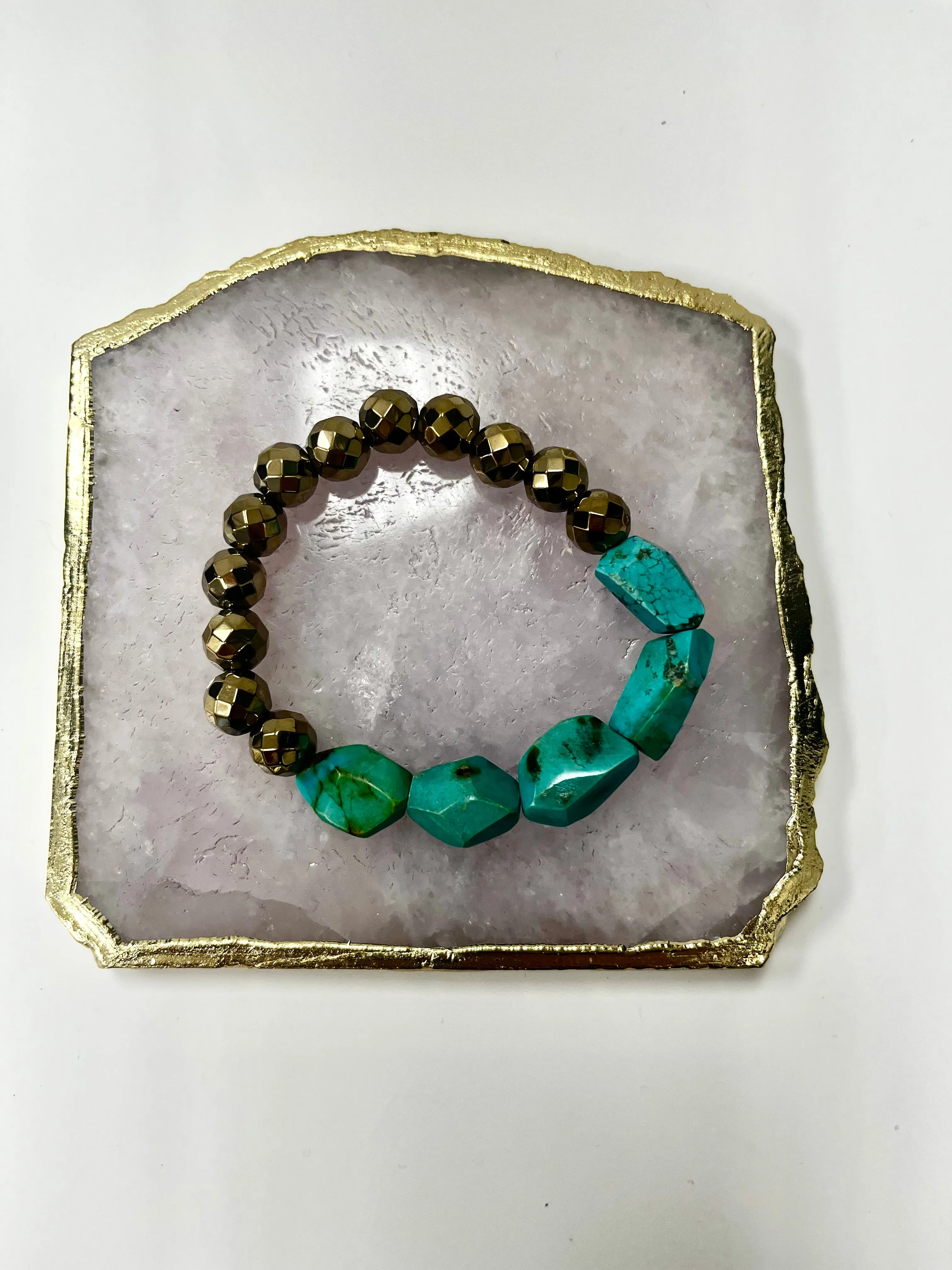 April Martin Turquoise and Pyrite Bracelet
