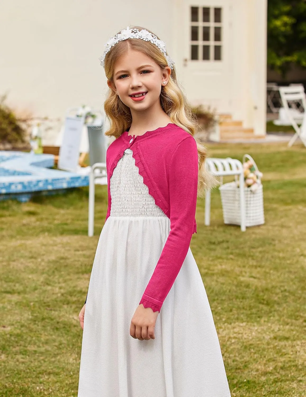 Arshiner Girls Open Front Bolero Shrug Kids Long Sleeve Cropped Elegant Cardigan Knit Sweater