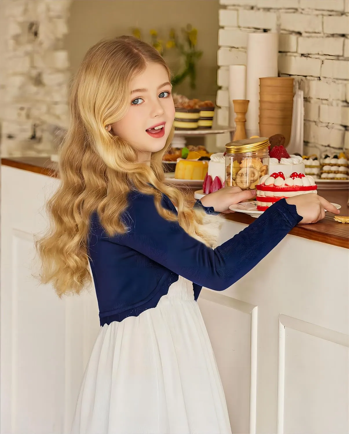 Arshiner Girls Open Front Bolero Shrug Kids Long Sleeve Cropped Elegant Cardigan Knit Sweater