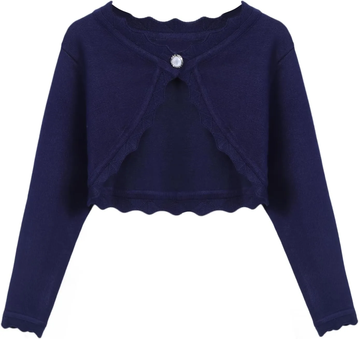 Arshiner Girls Open Front Bolero Shrug Kids Long Sleeve Cropped Elegant Cardigan Knit Sweater