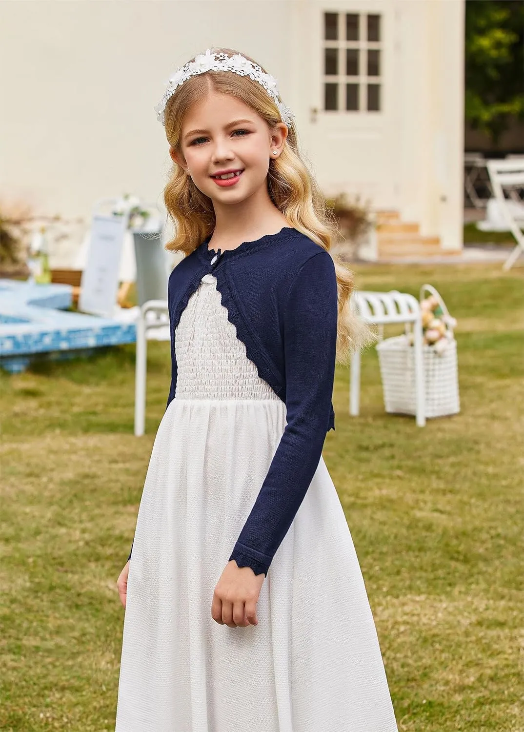 Arshiner Girls Open Front Bolero Shrug Kids Long Sleeve Cropped Elegant Cardigan Knit Sweater