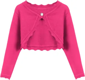 Arshiner Girls Open Front Bolero Shrug Kids Long Sleeve Cropped Elegant Cardigan Knit Sweater