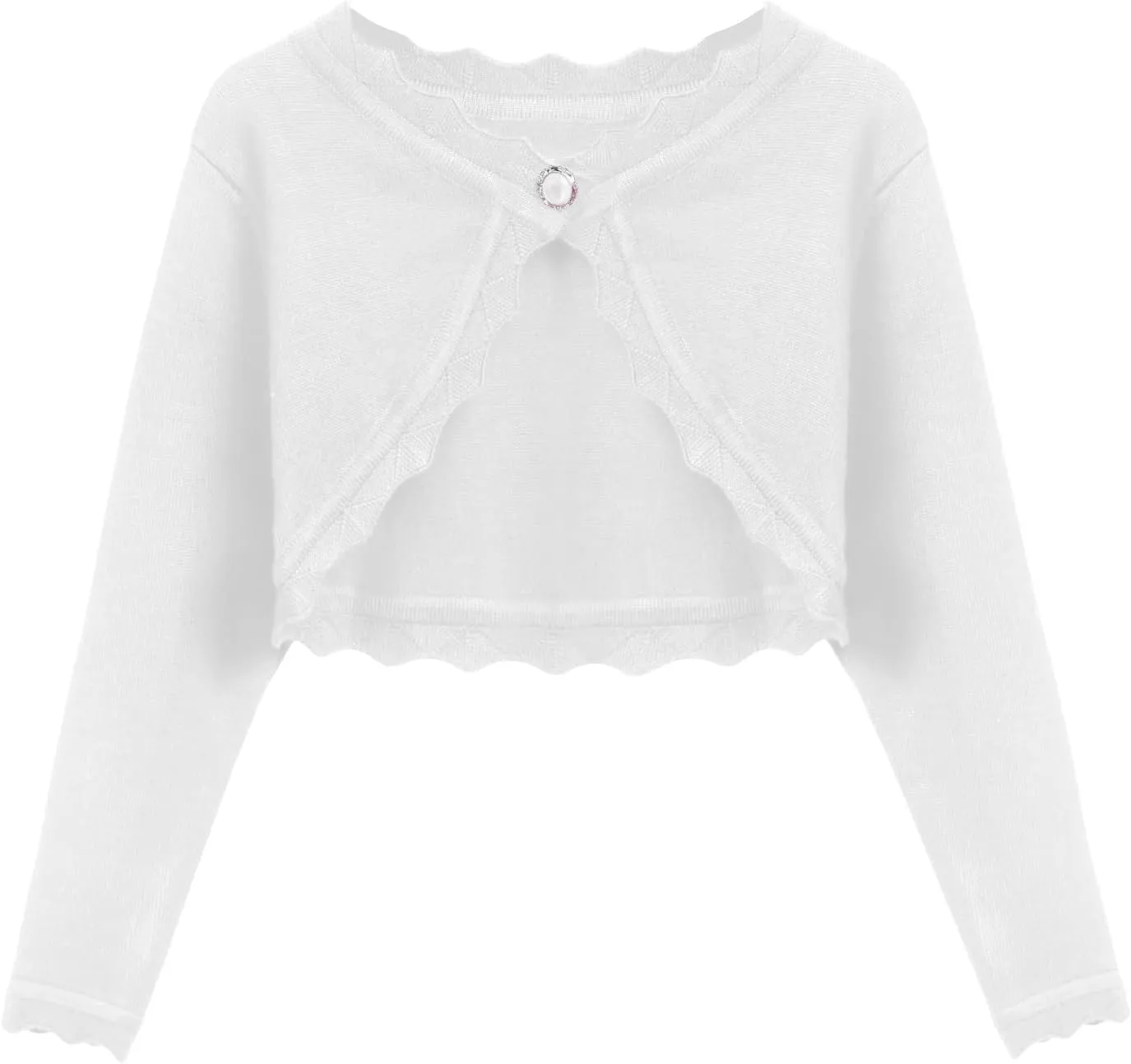 Arshiner Girls Open Front Bolero Shrug Kids Long Sleeve Cropped Elegant Cardigan Knit Sweater