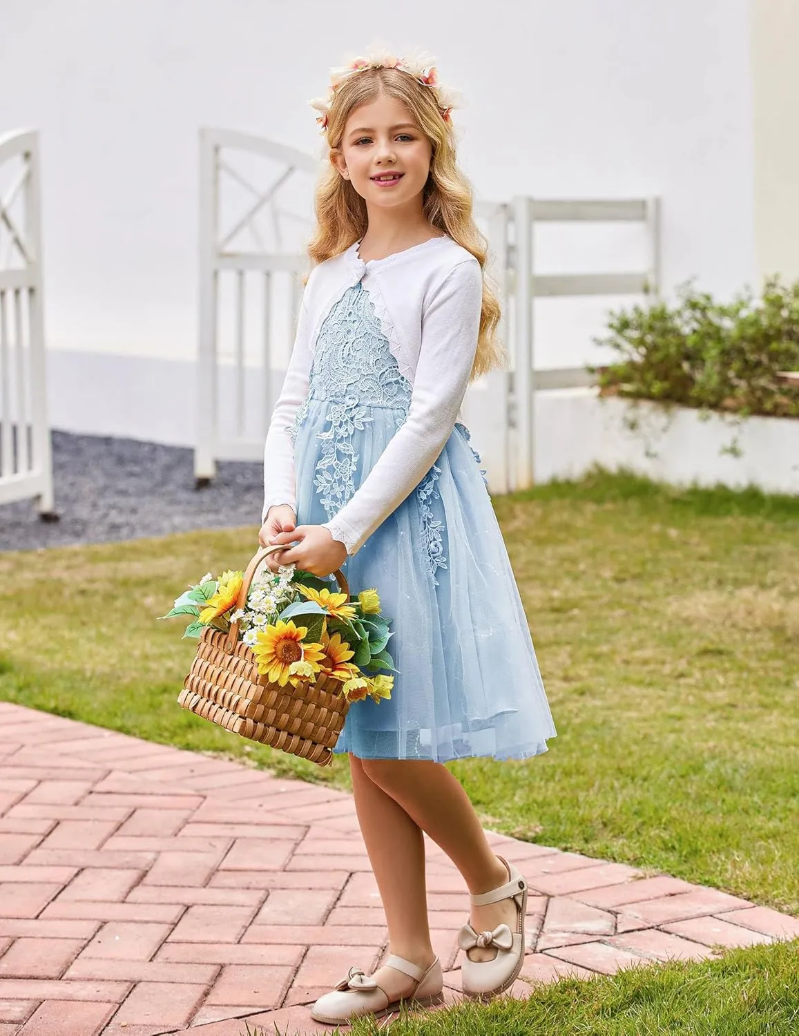 Arshiner Girls Open Front Bolero Shrug Kids Long Sleeve Cropped Elegant Cardigan Knit Sweater