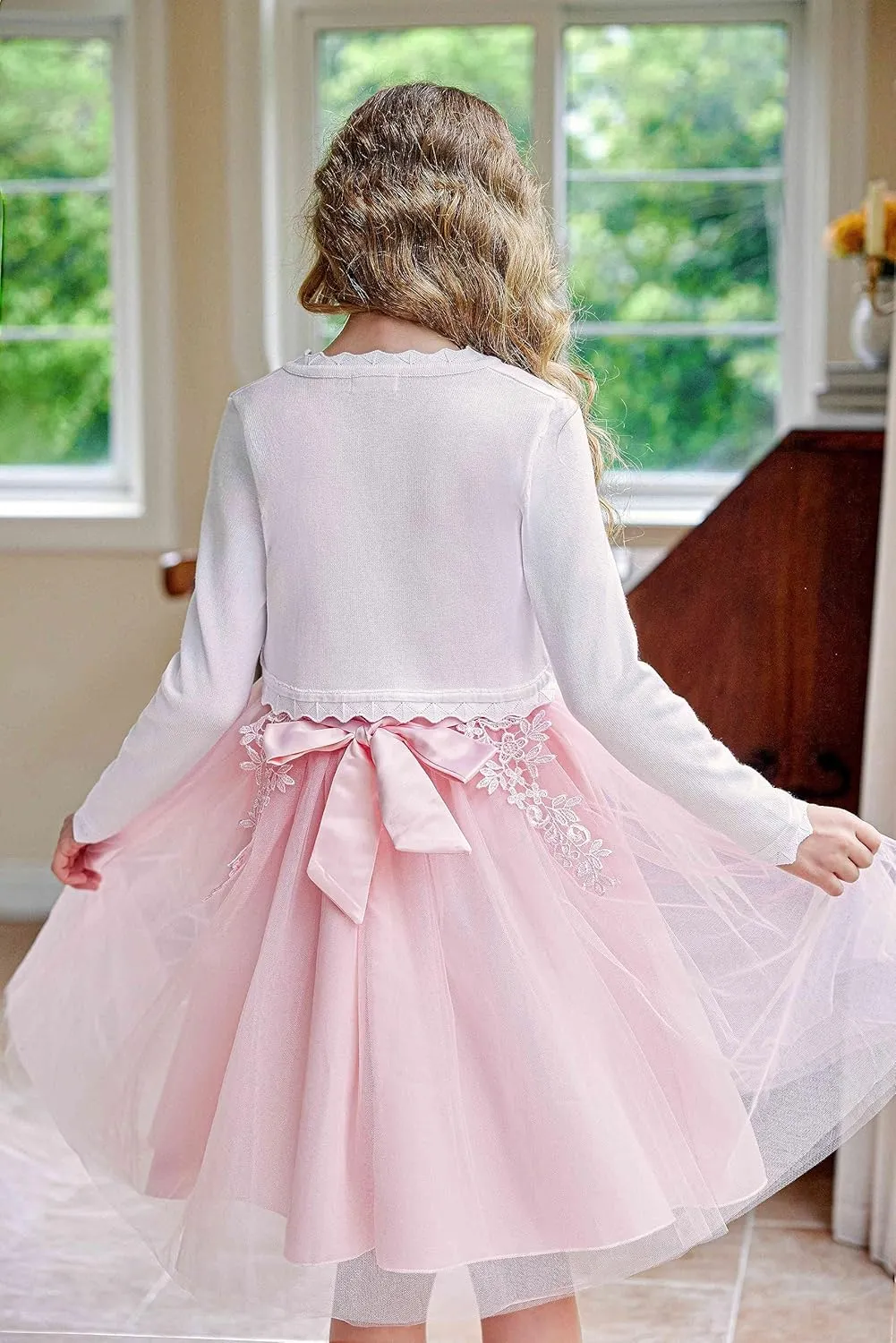 Arshiner Girls Open Front Bolero Shrug Kids Long Sleeve Cropped Elegant Cardigan Knit Sweater