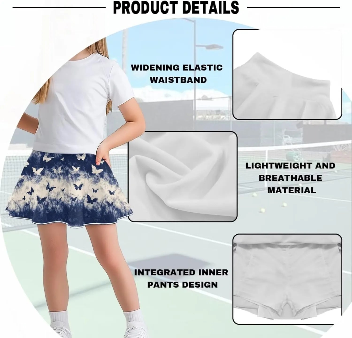 Athletic Skorts for Girls 5-14 Years Summer Sports Skirt with Pocket Tennis Gym Yoga