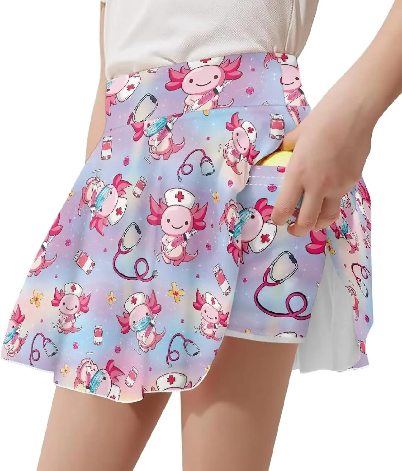 Athletic Skorts for Girls 5-14 Years Summer Sports Skirt with Pocket Tennis Gym Yoga