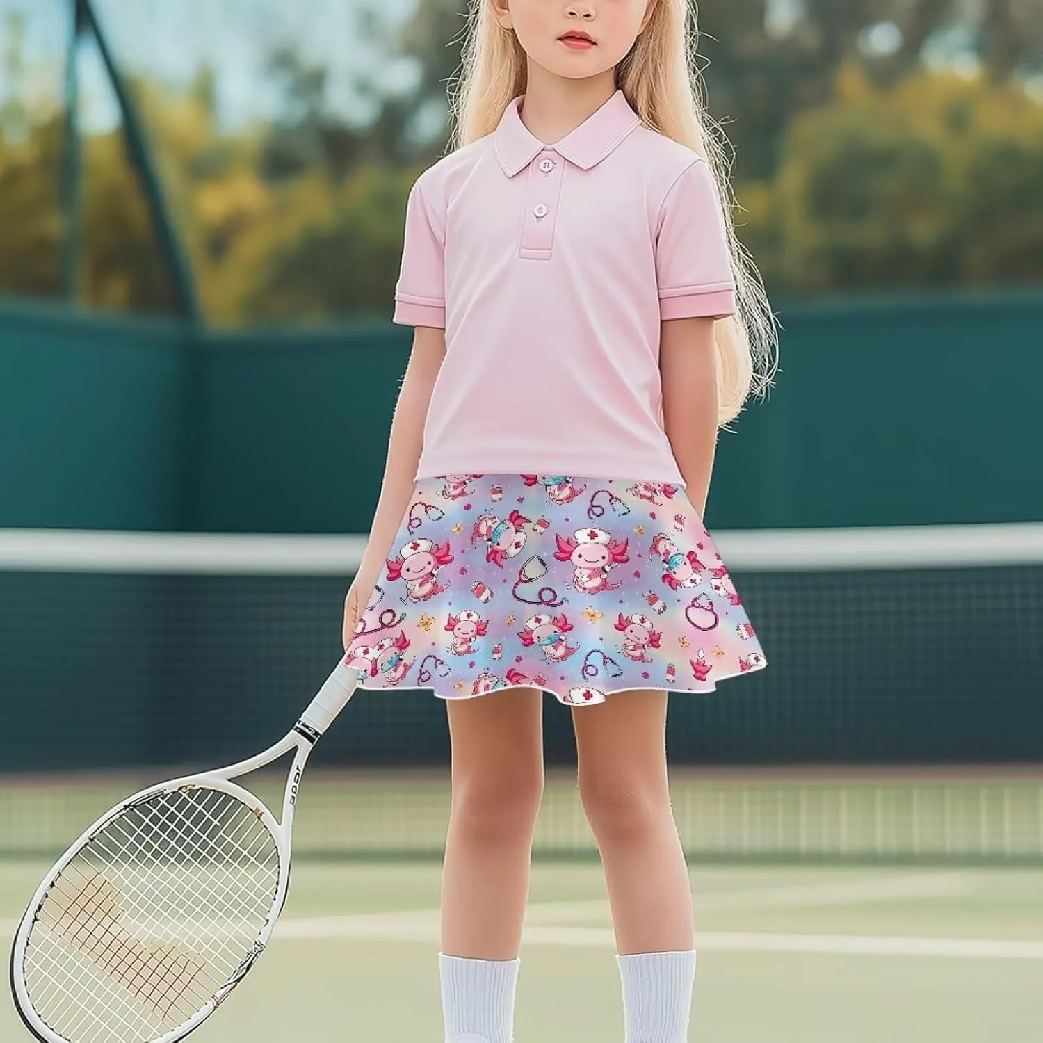Athletic Skorts for Girls 5-14 Years Summer Sports Skirt with Pocket Tennis Gym Yoga