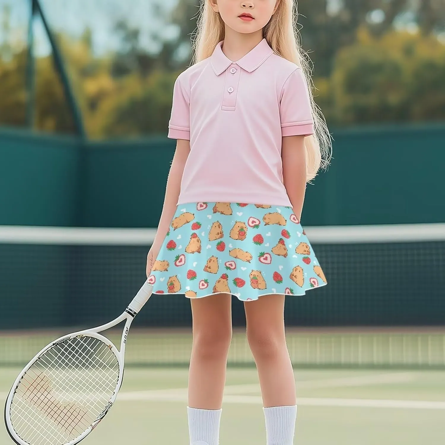 Athletic Skorts for Girls 5-14 Years Summer Sports Skirt with Pocket Tennis Gym Yoga