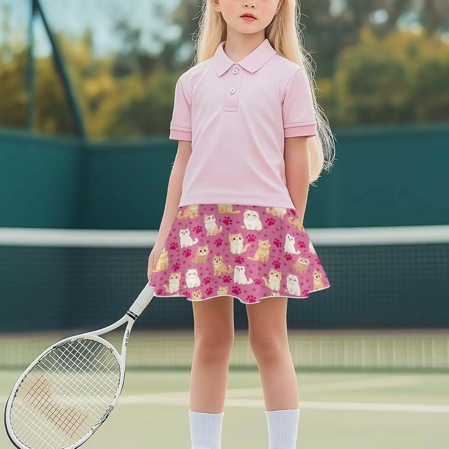 Athletic Skorts for Girls 5-14 Years Summer Sports Skirt with Pocket Tennis Gym Yoga