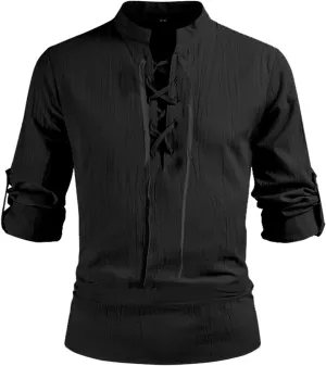 ATTBEA Mens Pirate Renaissance Costume Pirate Shirt Sleeveless Medieval Viking Gothic Celtic Pirate Vest for Men