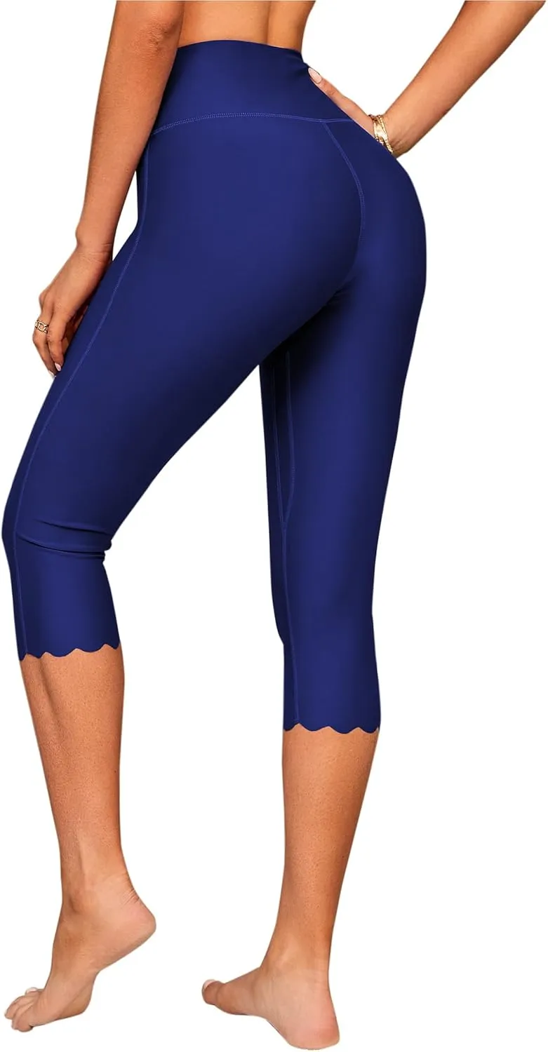 ATTRACO Swim Pants for Women High Waisted Swim Capris Swim Shorts Swimming Leggings