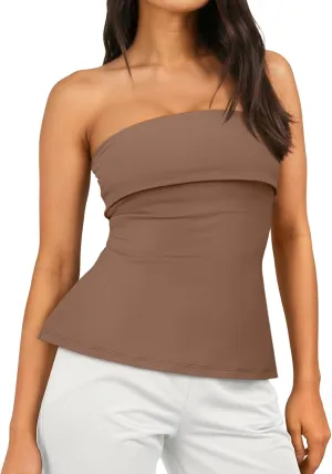 AUTOMET Going Out Tube Tops for Women 2025 Trendy Summer Off Shoulder Backless Cute Work Shirts Vacation Top Y2k Outfits