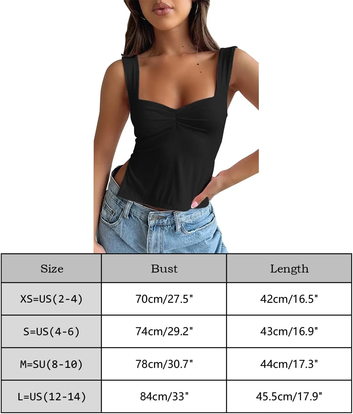 BAIGRAM Womens Sleeveless Slim Crop Tank Top Sexy Pleated Bustier Sweetheart Neck Strappy Slits Cropped Vest Cami