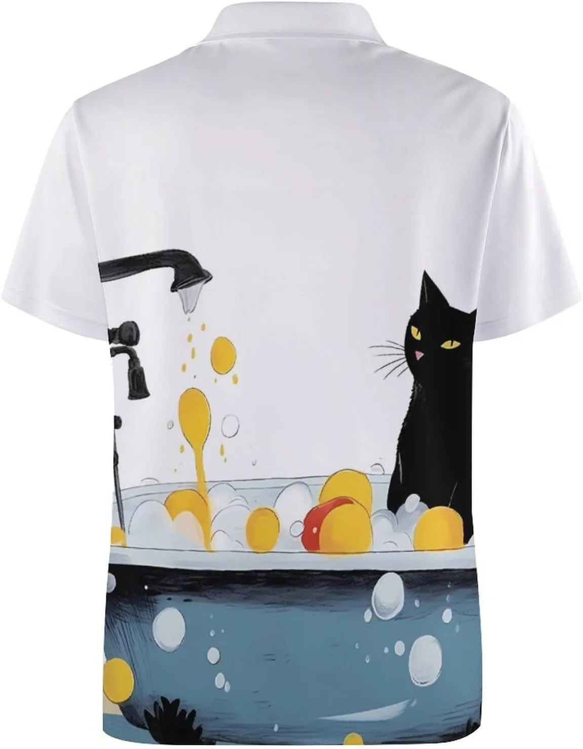 Bathtub Cat Mens Short Sleeve Polo Shirts Straight Sports Golf Tennis T-Shirt Quick Dry Long Top