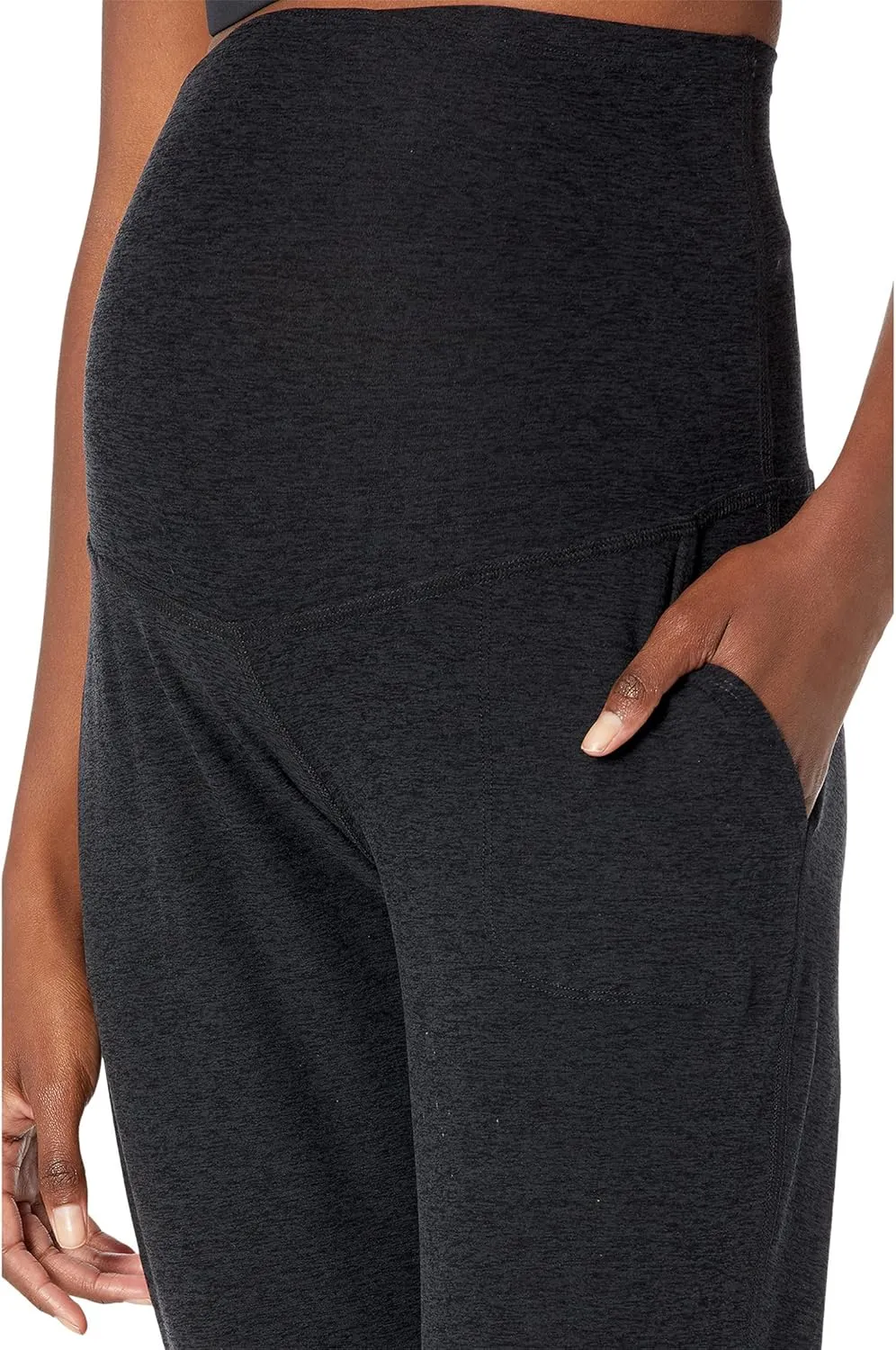 Beyond Yoga Spacedye Maternity Midi Joggers Pants for Women - Soft Performance Fabric, Side Hand Pockets, and Ribbed Cuffs
