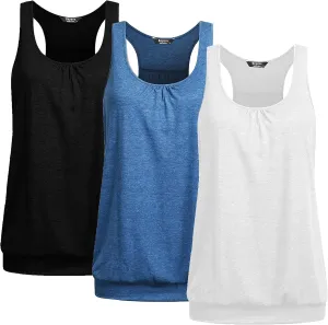 Beyove Racerback Tank Tops for Women Yoga Athletic Workout Tops Sleeveless Loose Fit Muscle Shirts Activewear 3 Pack