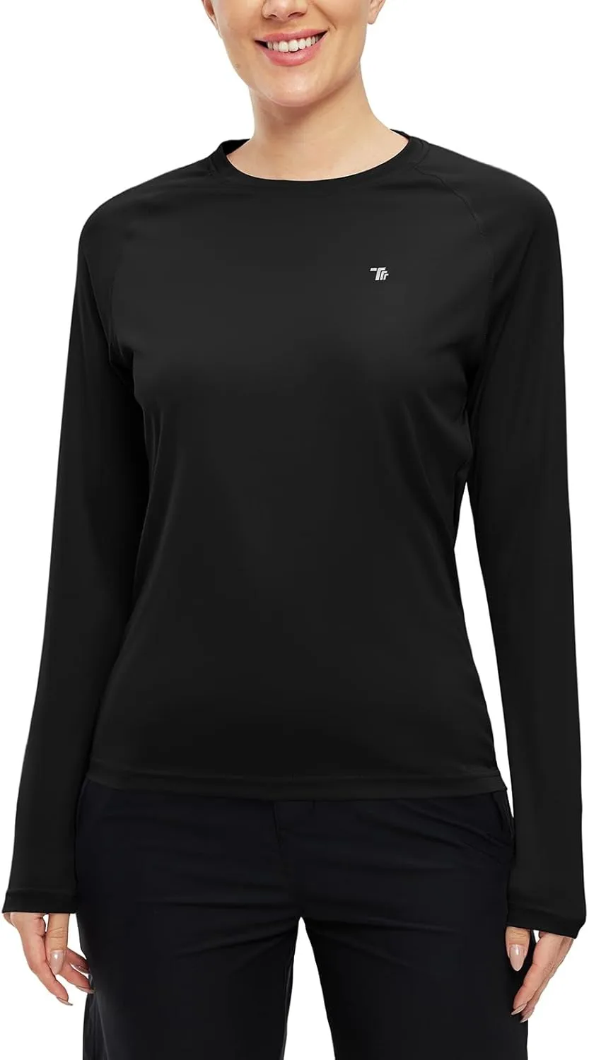 BGOWATU Women's Long Sleeve UPF 50  Sun Shirts Lightweight Workout Active Tops Quick Dry Swim Athletic Workout Rash Guard