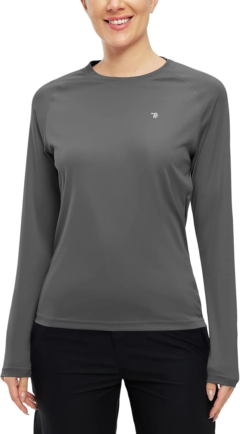 BGOWATU Women's Long Sleeve UPF 50  Sun Shirts Lightweight Workout Active Tops Quick Dry Swim Athletic Workout Rash Guard