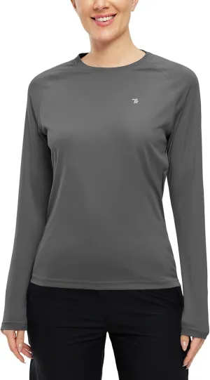 BGOWATU Women's Long Sleeve UPF 50  Sun Shirts Lightweight Workout Active Tops Quick Dry Swim Athletic Workout Rash Guard