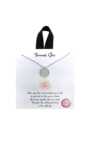 BJNA009RHCRY Rhodium Round "Thousand Stars" Pendant Necklace