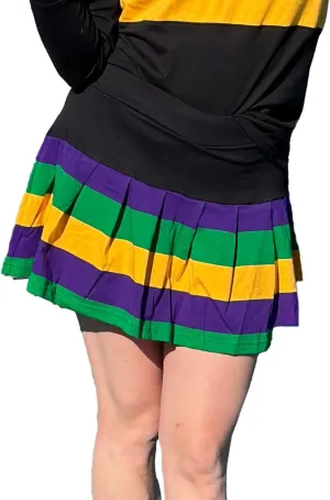 Black Stripe Pleated Adult Mardi Gras Skort - S/M, L/XL, 2XL/3XL