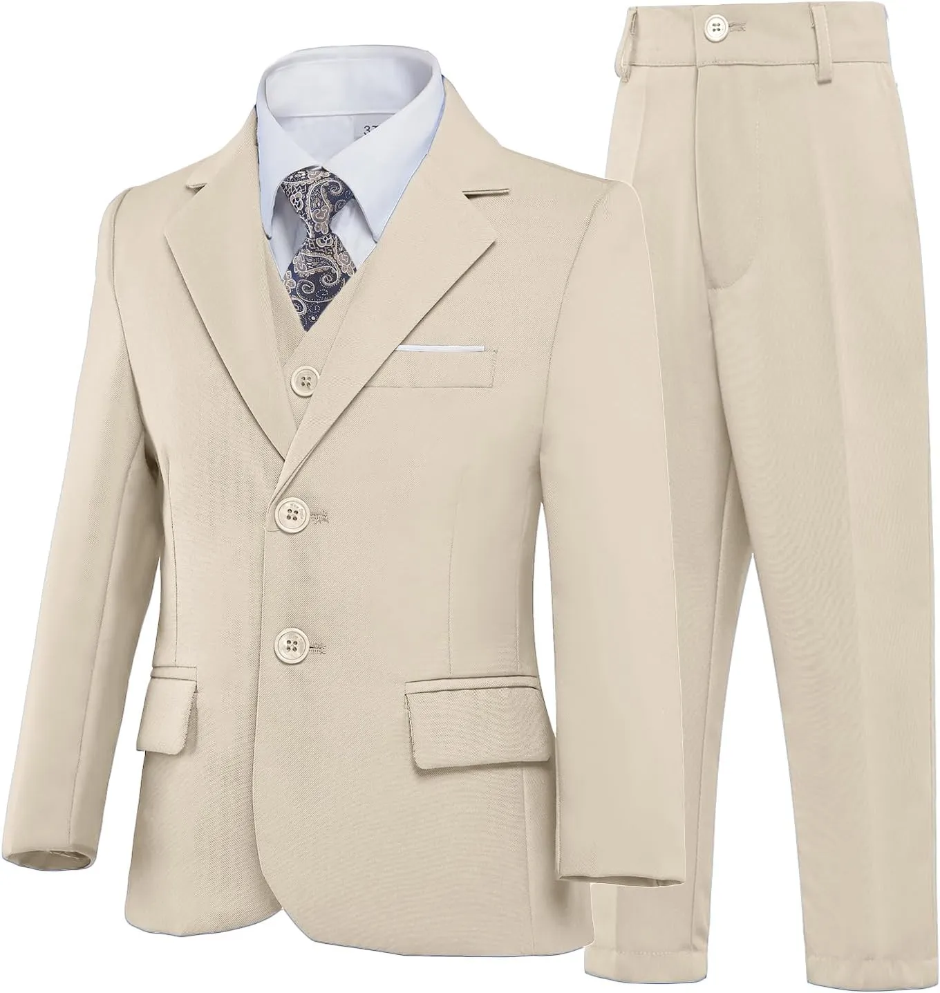 Boys Formal Suit 5 Piece Set, Toddler Tuxedos for Wedding, Suits for Teens Boy Dress School Clothes