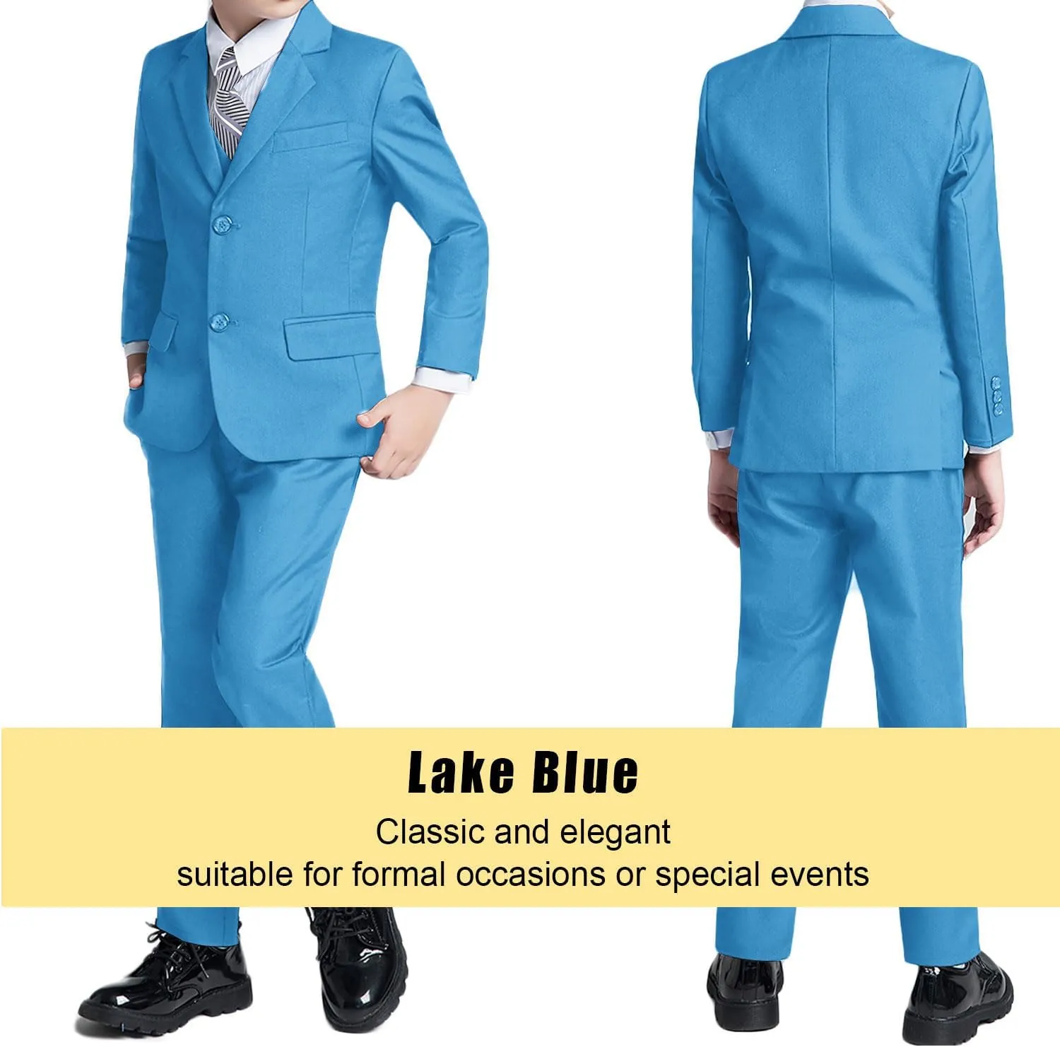 Boys Formal Suit 5 Piece Set, Toddler Tuxedos for Wedding, Suits for Teens Boy Dress School Clothes